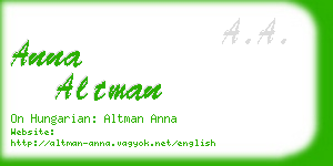 anna altman business card